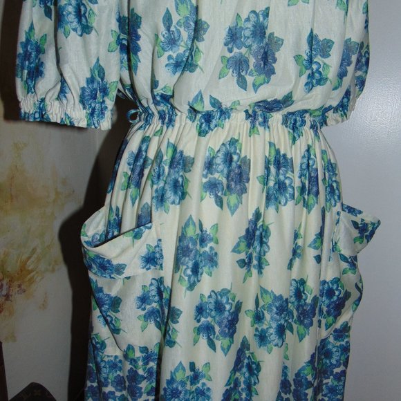 MNG by Mango Dress Womens Medium Tea Party Floral Lined Casual Mini Dress Blue - Picture 4 of 9